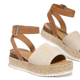 Burlap Espadrille Platform Sandals